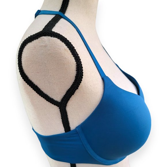 Victoria's Secret Perfect Shape Lined Racerback Demi Bra 34D Blue - Picture 2 of 11